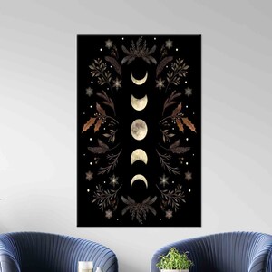 Moon Wall Art, Flowers Wall Art, Modern Artwork, 3D Canvas Art, Tempered Glass, Moon Wallpaper, Framed Wall Art, Poster Gift, Home Wall Art,