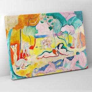 Gedrukt canvas, Henri Matisse le bonheur de vivre, nieuw huiscadeau, kunstreproductie, interieur canvas, ingelijst klaar om op te hangen, aangepaste formaten