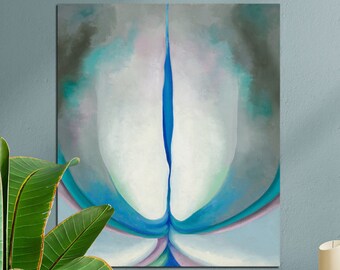 Printed Canvas, Georgia O&#39;Keeffe, Blue Line, Art Lover Gift, New Home Gift, Vintage Art Classic Premium Canvas Print, Abstract Art Canvas
