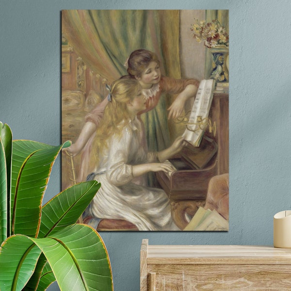 Printed Canvas, Young Girls at the Piano Auguste Renoir, Vintage Art Reproduction, Wall Hanging Canvas, Art Lover Gift Canvas