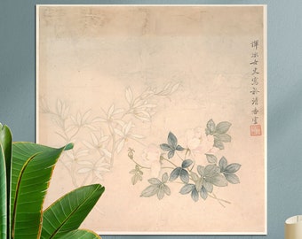 Printed Canvas, Flower Study, Yun Bing, Vintage Art Reproduction, Wall Hanging Canvas, Timeless Beauty Canvas Prints of Classic Artworks