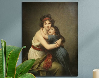 Printed Canvas, Self Portrait With Her Daughter Elisabeth Louise Vigée Le Brun, Vintage Vibes Timeless Art on Canvas, Art Lover Gift Canvas
