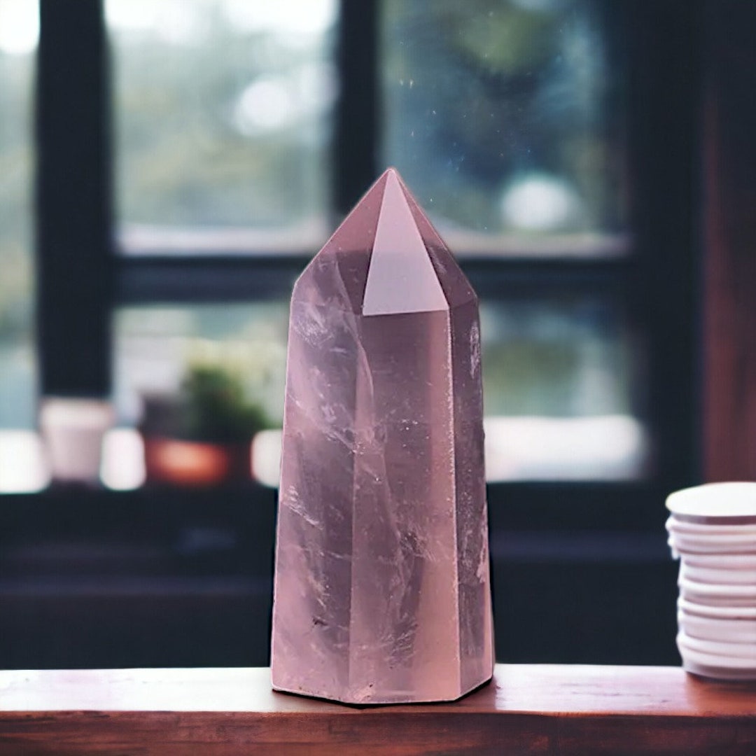 Natural Clear Rose Quartz Crystal Tower Mineral Stone Room Etsy