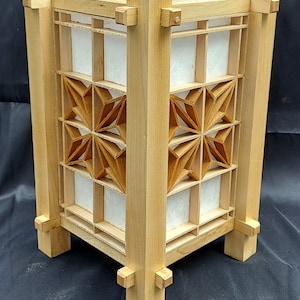 Handmade Japanese Shoji Lamp with Kumiko - Maple and Cherry