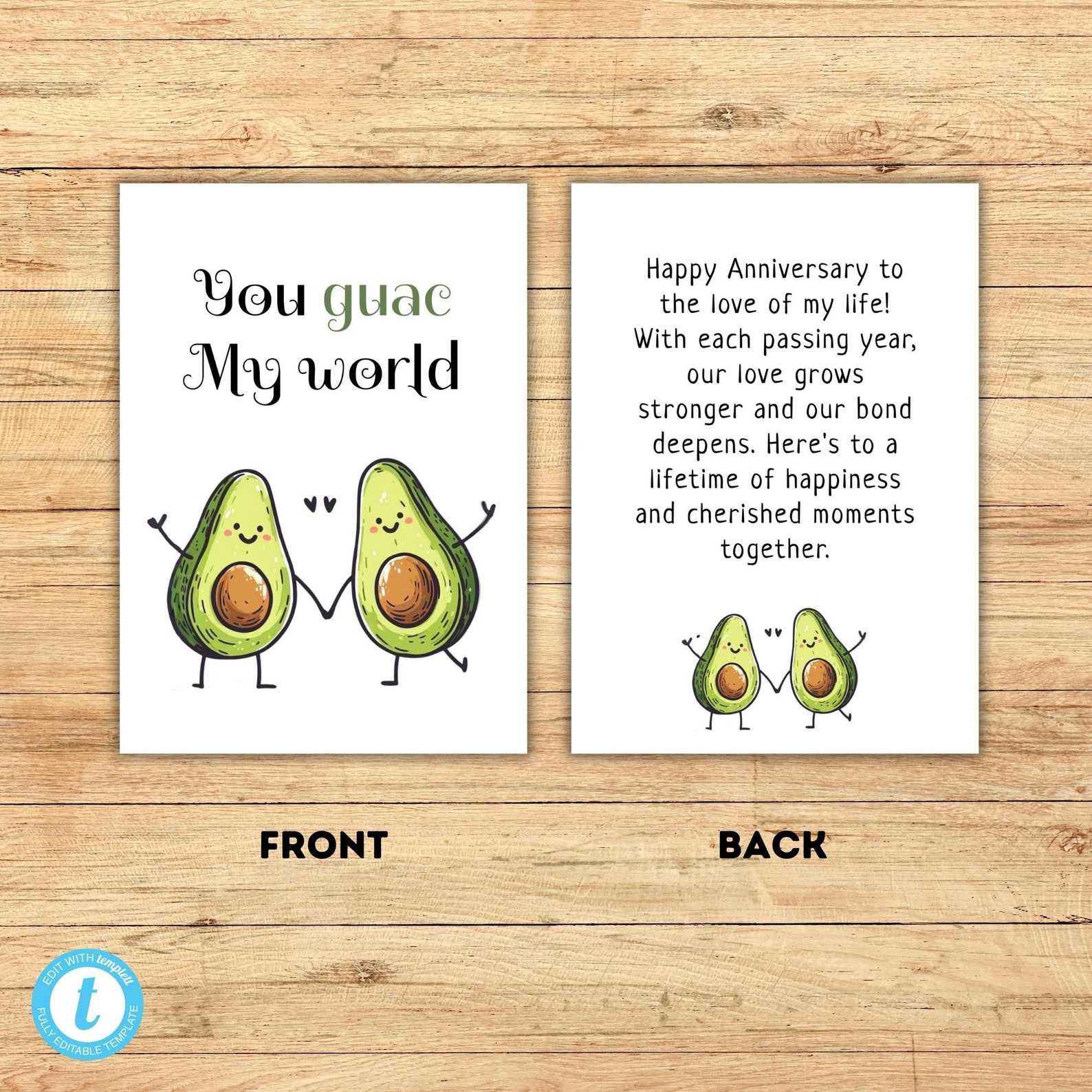 Avocado Anniversary Card Template, You Guac My World Anniversary Card ...