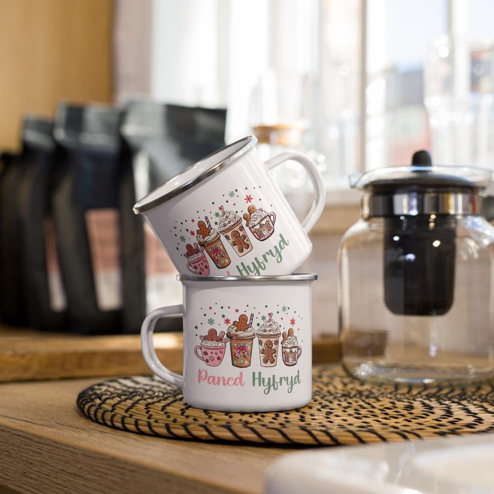 CAMPWARE/キャンプウエア　アルミ食器　DECEMBERオリジナル Welsh Christmas Enamel Camping Mug, Cymraeg Camp Mug, Outdoor Gift
