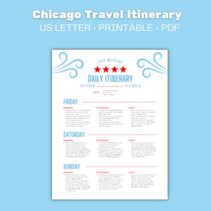 Itinerario del lungo weekend a Chicago / Guida di viaggio digitale di 3 giorni / Guida di viaggio modificabile