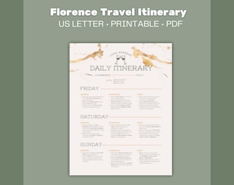 Florenz Italien Langes Wochenende Reiseplan | 3-Tage-Reiseführer | Bearbeitbarer Canva-Reiseplan