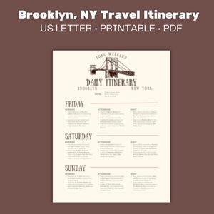 Resplan för långhelg i Brooklyn, New York | 3-dagars reseguide | Redigerbar Canva-fil