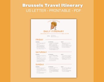 Brussels Long Weekend Itinerary | 3-Day Travel Guide | Editable Canva Template