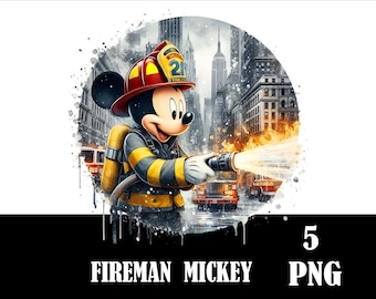 Fireman Mickey Mouse PNG Clipart, Hero Design (Digital File)