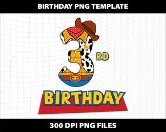 3 Rd Birthday Three Number Sublimation Template Digital File