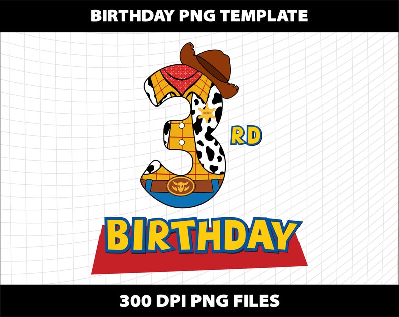 3 Rd Birthday Three Number Sublimation Template Digital File - Etsy
