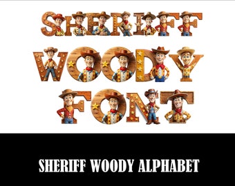 Sheriff Woody Alphabet PNG, Toy Story Font (Digital Download)