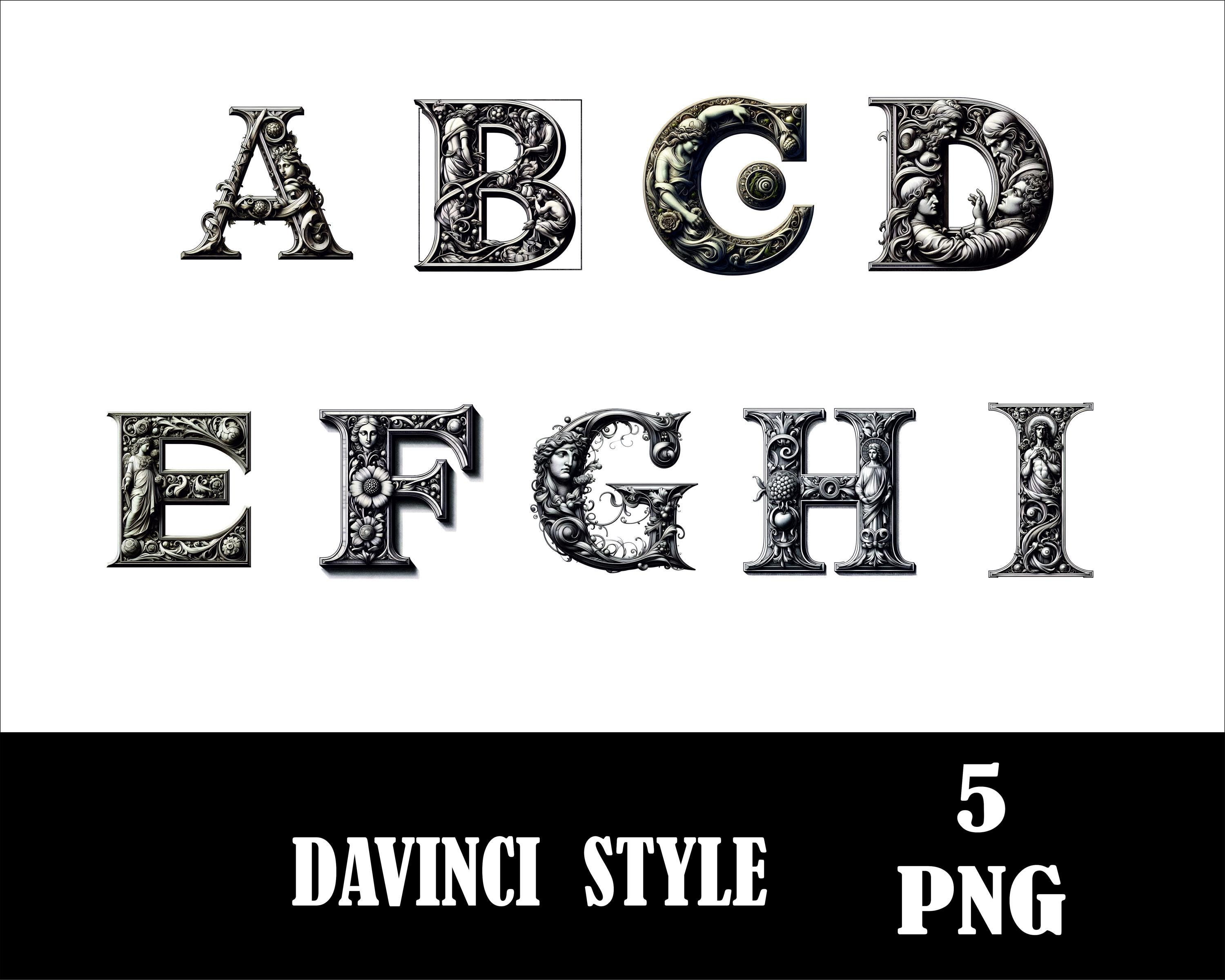 Davinci Style Alphabet Davinci Clipart Png Download Sublimation ...