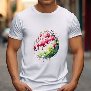 Fiori di cuore sanguinante clipart png download modello di sublimazione file digitale design t-shirt bellissimi fiori di cuore sanguinante della natura
