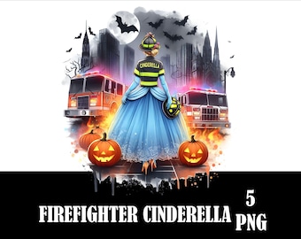Firefighter Princess Halloween PNG, Sublimation Design (Digital Download)
