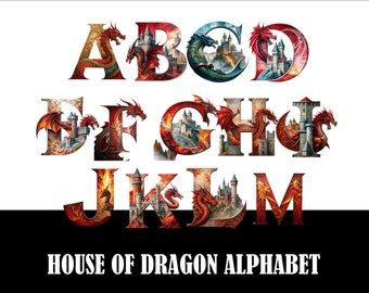 Flame Dragon Alphabet Clipart, PNG Download