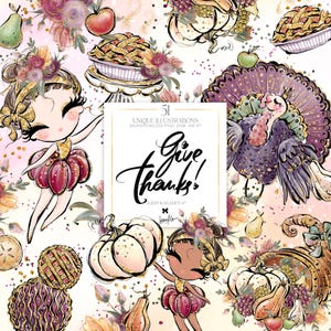 Thanksgiving Clipart Karamfila automne planificateur autocollants Turquie raisin citrouilles automne Fruits sublimation PNG Clip Arts Country Style Images