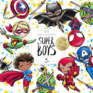 Superhelden-Mädchen Kinder Clipart KaramfilaS Niedliche Super-Frauen-Aufkleber Wunderliche Superhelden Baby Mädchen Niedliche Kinder Illustrationen PNG