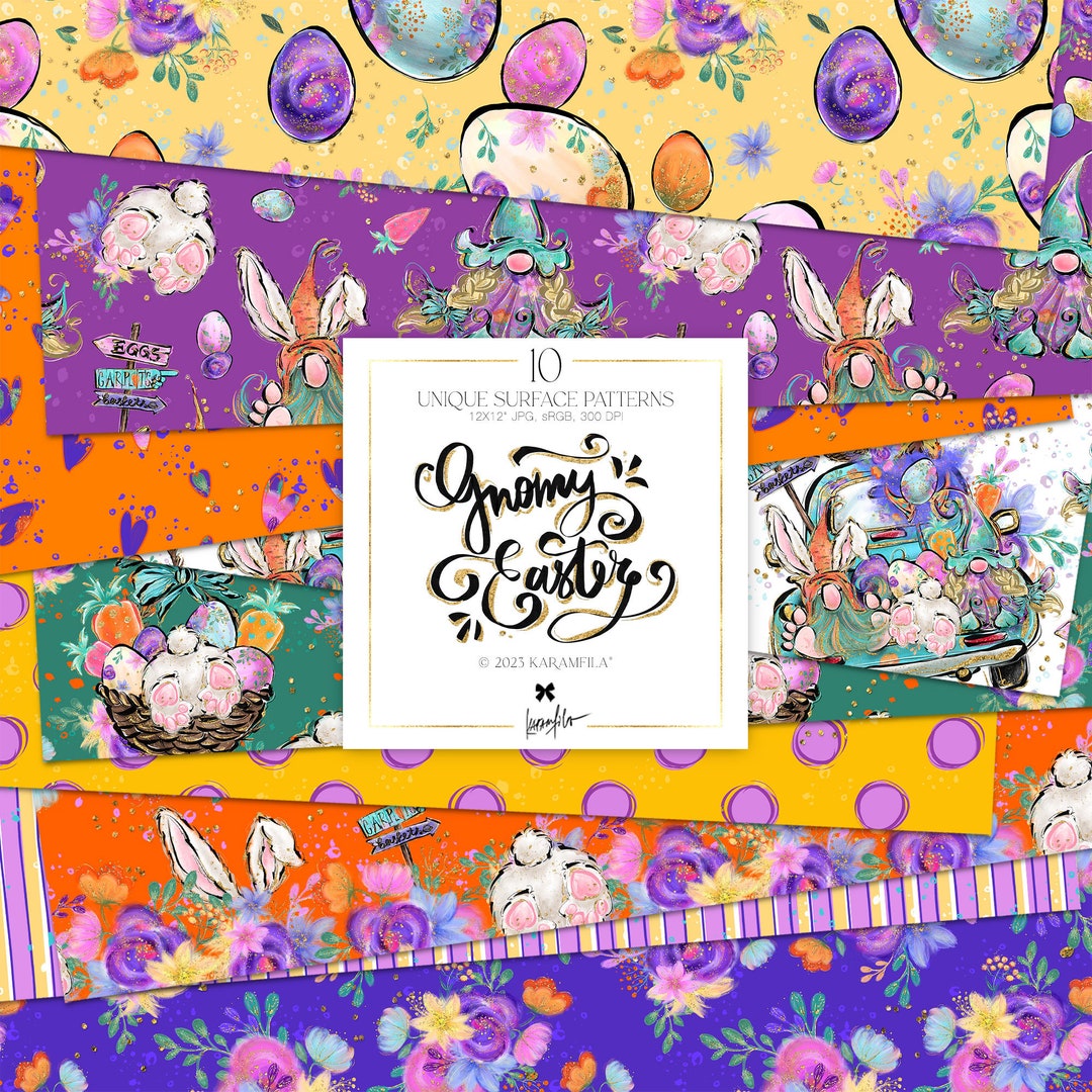 Easter Gnomes Digital Paper Pack: Egg Hunt Designs (digital Download ...