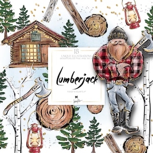 Holzfäller Clipart, KaramfilaS Logger PNG Holzfäller Planer Aufkleber Clip Art Rot kariertes Holz Gtrees Holzhütte Sublimation PNGs