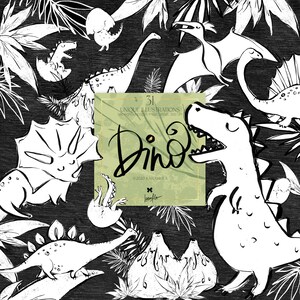 Dino Doodle Clipart KaramfilaS Bebê Ovos de Dinossauro Pequeno Explorador Ilustrações Planejador Adesivos T-Rex Pterodáctilo Vulcão Sublimação PNG
