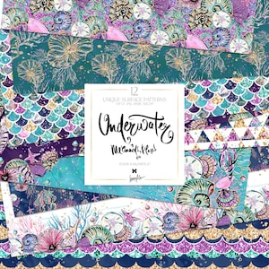 Papel digital subaquático KaramfilaS Fundos do fundo do mar Padrões oceânicos para scrapbooking Planejador Artesanato Sublimação e Cricut
