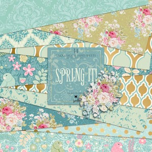 Kit de papel para scrapbook vintage vitoriano, papel digital floral de primavera, karamfila, flores pastel, decoupage marroquina, artesanato em papel, padrões para impressão