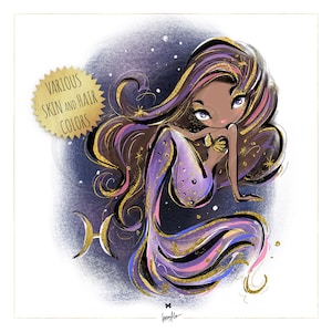 Zodíaco Peixes Clipart Bonecas do Zodíaco Infantil Planejador Adesivos Estrelas do Zodíaco Constelações Sublimação PNG Karamfila Sereia Scrapbook Kit