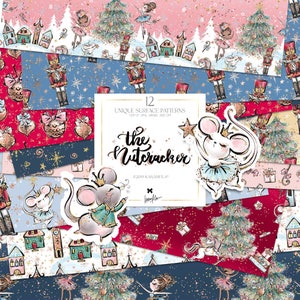 Quebra-nozes Papel Digital Karamfila Natal Padrão Sem Costura Scrapbook Tecido Sublimação Impressão Planejador de Natal Adesivo Design Têxtil para Berçário