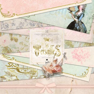 Papel digital barroco francês Karamfila Vintage Victorian Scrapbook Paper Kit Pastel Floral Royal Decoupage Papel Artesanal Padrões para impressão