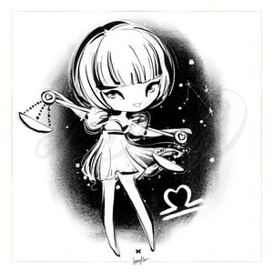 Zodíaco Libra Doodle Clipart Signos do Zodíaco Infantil Planejador Adesivos Constelações Estelares Sublimação Karamfila Meninas Afro-Americanas PNG