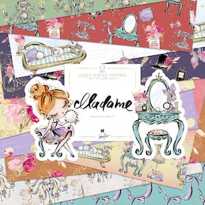 Make-up digitaal papierpakket KaramfilaS Vintage boudoir Naadloze patronen Scrapbooking Planner Ambachten Achtergronden Sublimatie Stoffen Afdrukken