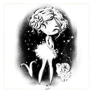 KaramfilaS Zodiac Bélier Doodle Clipart Coloriages en noir et blanc Tampons de scrapbooking