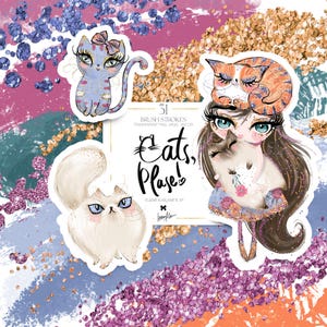 Gratis hand glitterpenseelstreken voor logo of grafisch ontwerp KaramfilaS Cats-collectie Clip Arts en naadloze oppervlaktepatronen