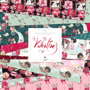 Carta digitale per San Valentino KaramfilaS Modelli di Cupido per San Valentino Coppie di San Valentino Palloncino Lecca-lecca Planner Adesivi Design in tessuto