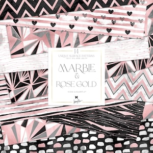 Marmor Rose Gold Folie Abstrakte Geometrische Digitale Papier Pack Karamfila Planer Aufkleber Scrapbook Lieferungen Aquarell Nahtlose Stoffmuster