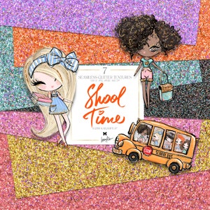 KaramfilaS Back to School Time Naadloos glitter gemêleerde texturen Digitaal papierpakket