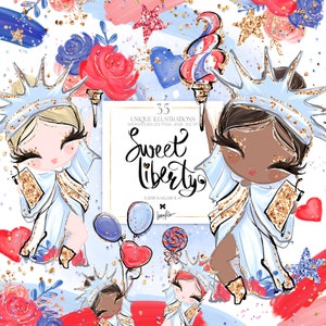 Dia da Independência Clipart 4 de julho Planejador Adesivos para Impressão por Sublimação Estátua da Liberdade Bonito PNG Scrapbook Clip Art Artesanato DIY POD