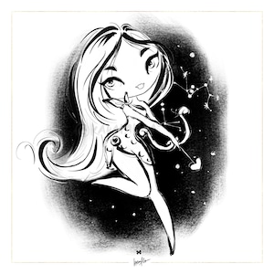 KaramfilaS Sternzeichen Schütze Doodle Clipart Schwarz Weiß Malseiten Scrapbooking Briefmarken