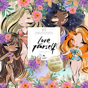 Vitiligo Mädchen Clipart KaramfilaS Liebe Dich Sublimation PNG Bilder Plus Größe Frauen Power Planer Sticker Sommer Feminine Mode Clipart