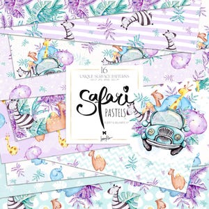 Pacote de papel digital Baby Jungle Karamfila Safari Animals Crianças Planejador Adesivos Tecido Sem Costura Sublimação Impressão Berçário Padrões de Superfície