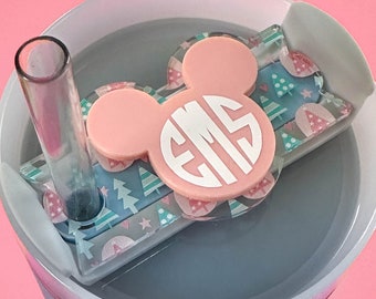 Christmas Mouse Drink Topper | Personalized Name Plate | Tumbler Name Plate | 30 oz or 40 oz Name Plate | Monogram Name Plate