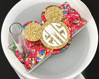 Confetti Mouse Drink Topper | Personalized Name Plate | Tumbler Name Plate | 30 oz or 40 oz Name Plate | Monogram Name Plate