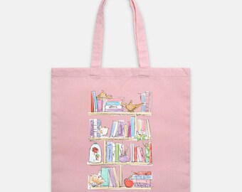 Bolsa de mano Enchanted Library (edición de cuento de hadas) / Bolsa de mano reutilizable inspirada en princesas / Bolsa de lona de algodón resistente y reutilizable para comestibles / 4 colores