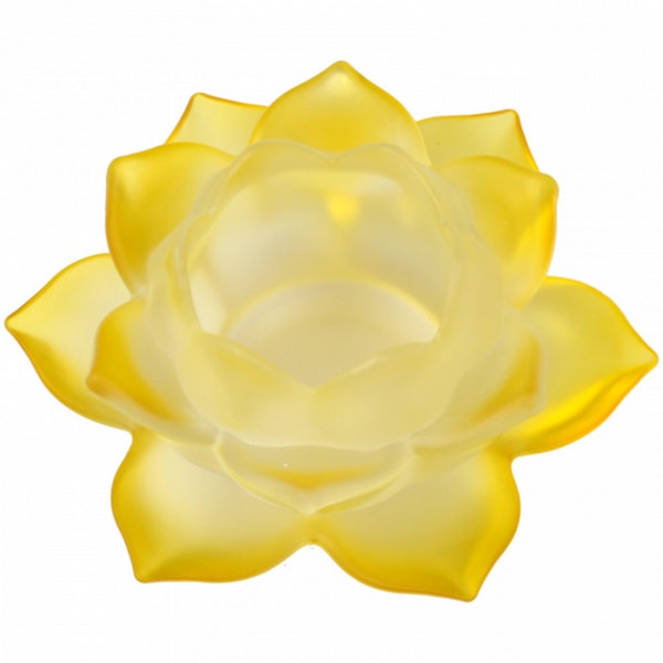 Porte-bougie Lotus verre jaune