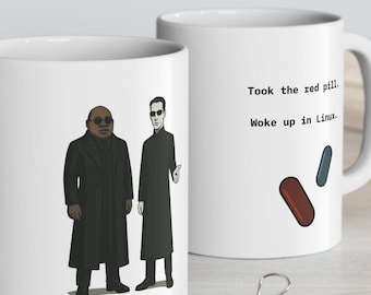 Matrix Inspired Linux Enthusiast Mug Geeky Programmer Coffee Cup Cyberpunk Hacker Gift for Tech Lovers Computer Science Coding Mug