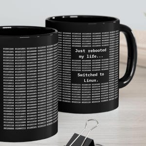 Taza "Acabo de reiniciar mi vida" para Linux · Regalo divertido para fanáticos de la informática · Taza de café con humor tecnológico para informáticos y desarrolladores · Taza para programadores de Linux