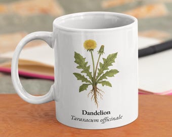 Dandelion Flower Mug Botanical Poetry Series Ceramic Tea Cup Wildflower Design For Plant Lovers And Garden Inspired Gift Bright Nature Art